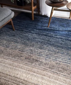 Alternative view of Blue & Beige Ombre Super Soft Microfiber Handcrafted Shaggy Carpet