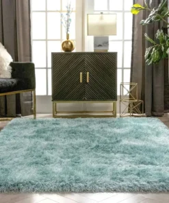Alternative view of Sea Green Microfiber Anti Skid Super Soft Shaggy Carpet