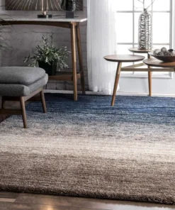 Blue & Beige Ombre Super Soft Microfiber Handcrafted Shaggy Carpet