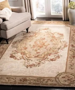 Beige Persian Hand Tufted Wool Carpet Contemporary Design for Living Room, Bedroom, and Hall