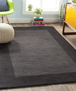 Hand Tufted Grey Geometric Wool Carpet For Living Room & Bed Room