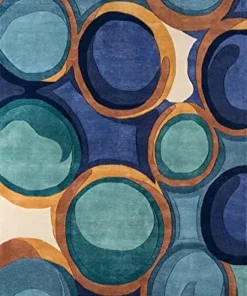 Alternative view of Blue & Green Multi Coloured Abstract Hand Tufted Wool Carpet