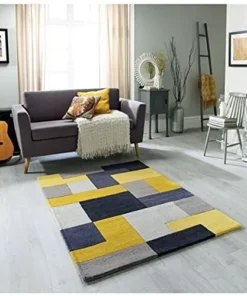 Gold & Yellow Multi Coloured Hand Tufted Wool Carpet