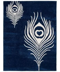 Alternative view of Blue & White Peacock Hand Tufted Wool Carpet