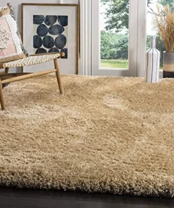 Cream Beige Microfiber Shaggy Rug