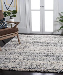 White & Blue Mix Microfiber Super Soft Handcrafted Shaggy Carpet