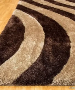 Alternative view of Beige & Brown Handcrafted Microfiber Super Soft Anti Skid Shaggy Carpet