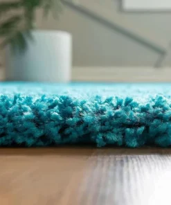 Alternative view of Blink Blue Microfiber Solid Handcrafted Ultra Soft Shaggy Carpet