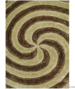 Alternative view of Beige & Ivory Microfiber Handcrafted Super Soft Tornado Shaggy Carpet