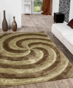 Beige & Ivory Microfiber Handcrafted Super Soft Tornado Shaggy Carpet