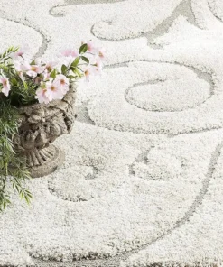 Alternative view of Beige Floral Microfiber Handcrafted Hi-Lo Super Soft Shaggy Carpet