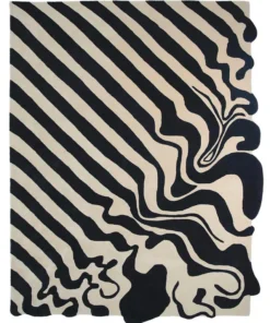 Beige & Black Fluid Hand Tufted Wool Rug