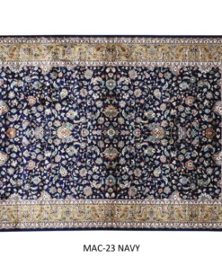 Alternative view of Navy Blue & Gold Persian Silk Carpet For Living Room & Bedroom