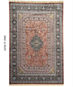 Rust Persian Silk Carpet For Living Room & Bedroom